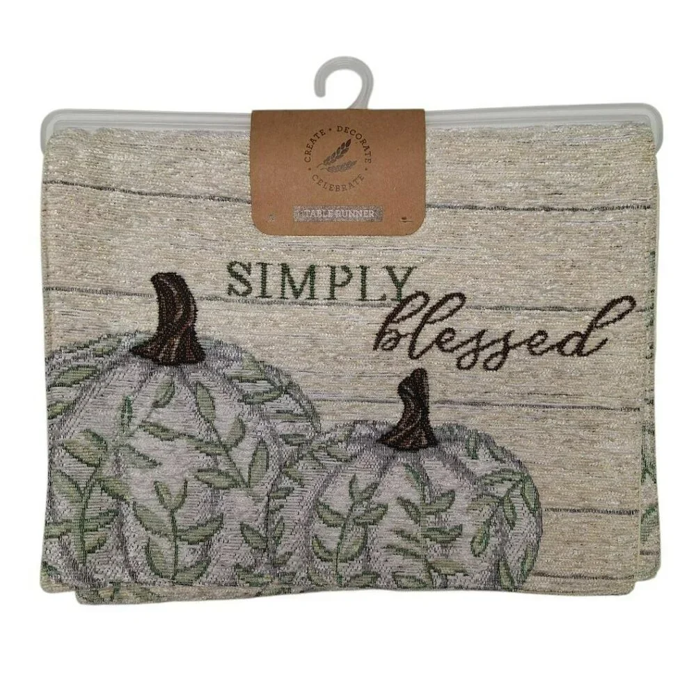 Simply Blessed Fall Table Runner Thick Pumpkin Create Decorate Celebrate 13 x 72